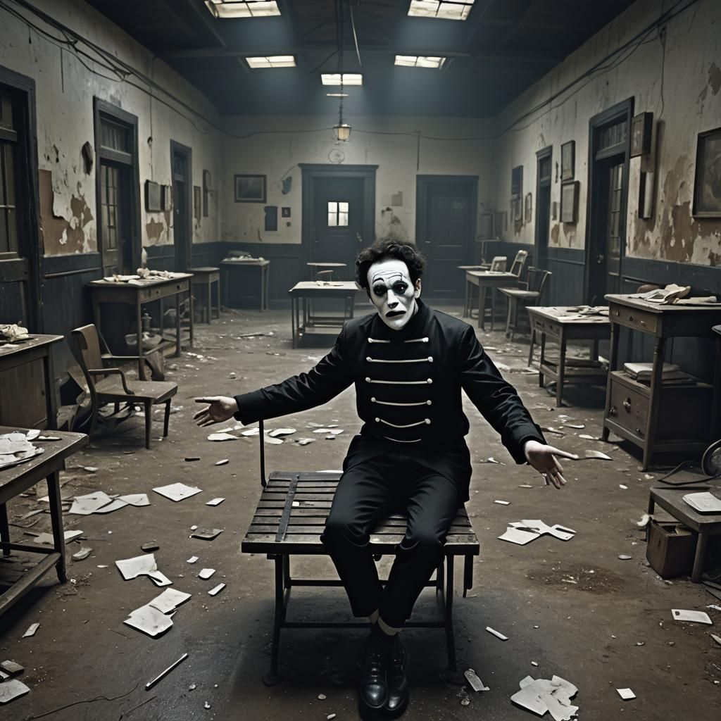 Sinister Mime Wanders Asylum Ruins