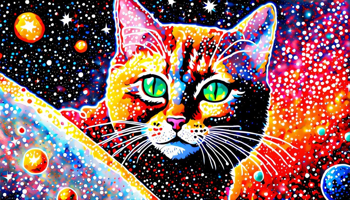 Cats in Space: Superhero Comic Pointillism