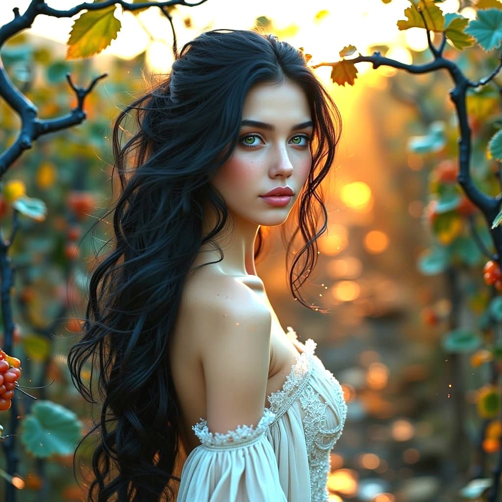 Surreal Vineyard Goddess in Photorealistic Style