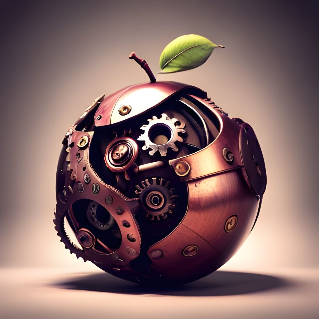 Steampunk Scrap Metal Apple in 8K