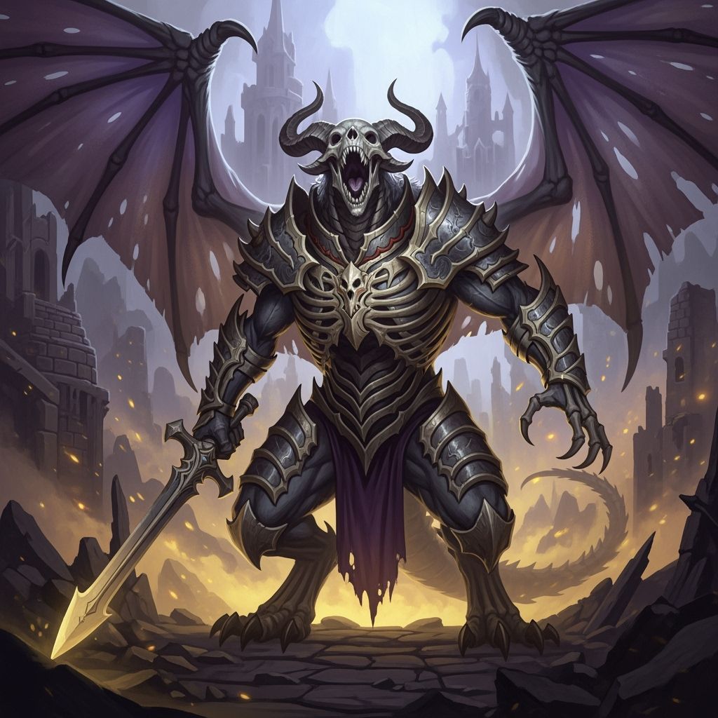 Skeletal Dragon Beast-Man in Bone Armor