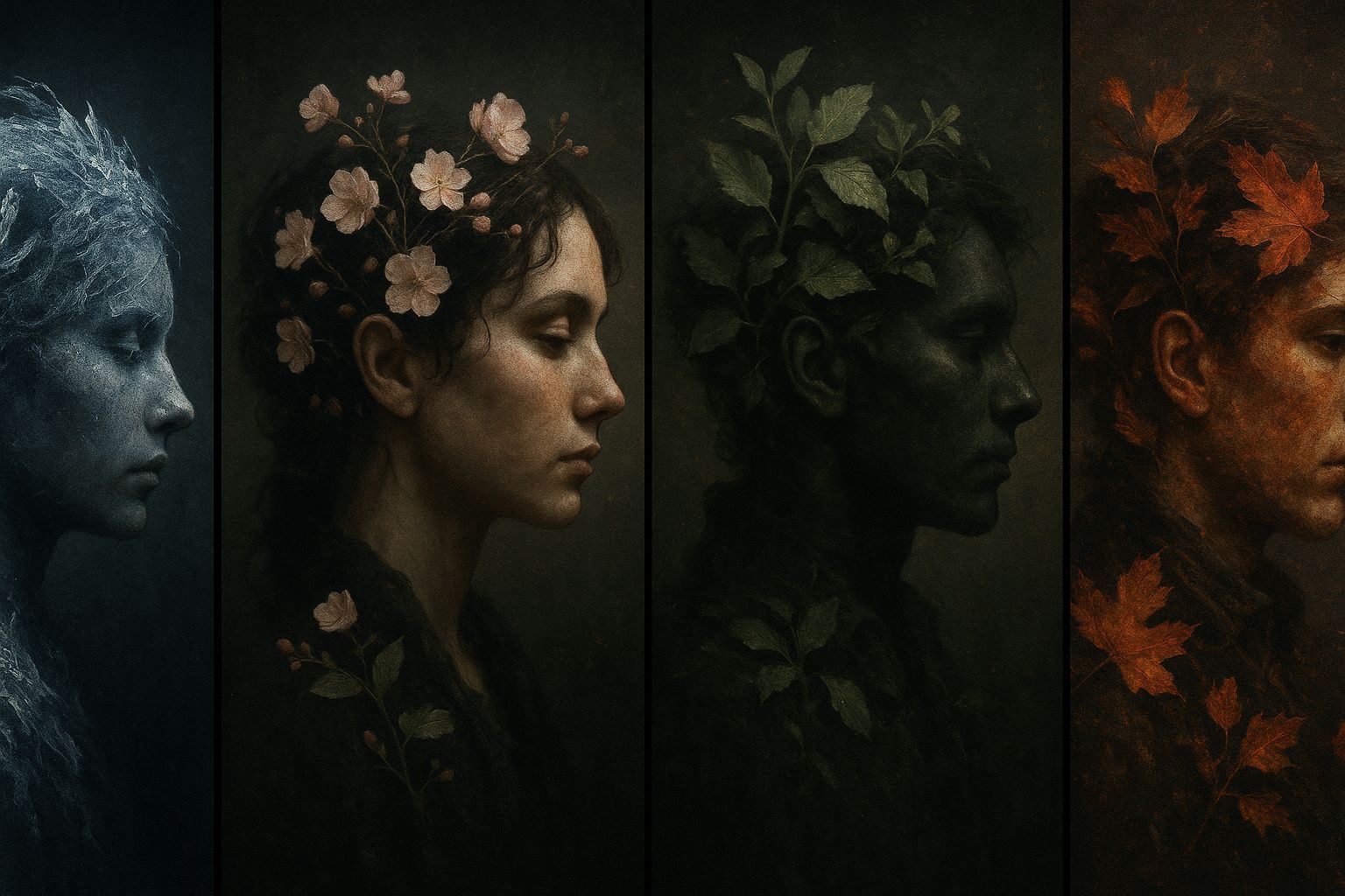 Gothcore Seasons: Surreal Silhouettes in Digital Art