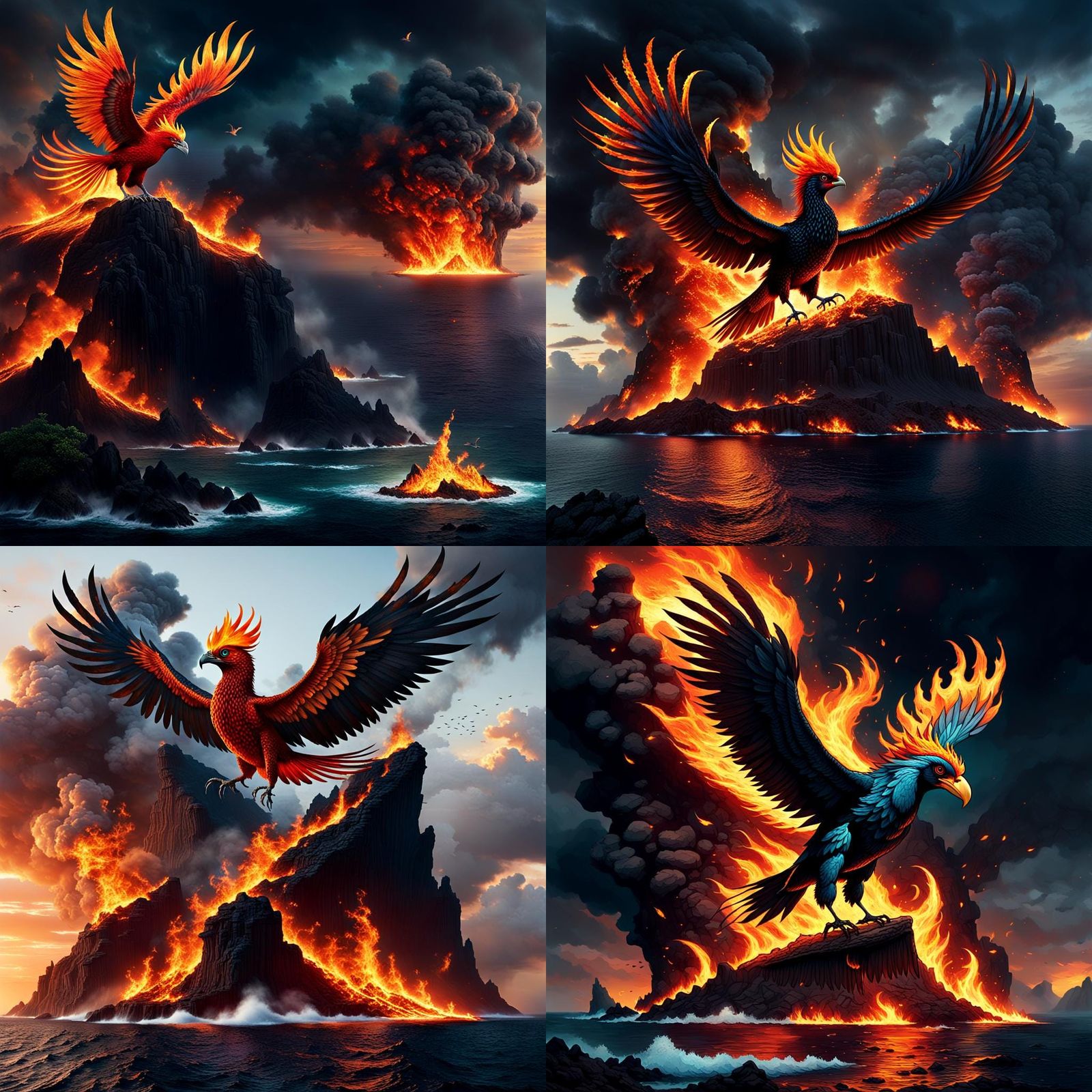 Firebird Guardian of Mythical Island: 3D Digital Art