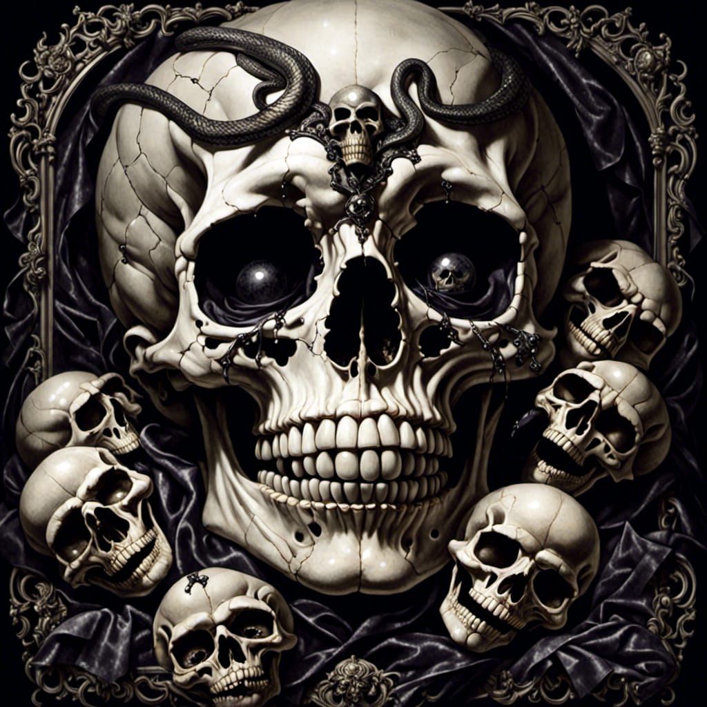 Gothic Skull with Snake