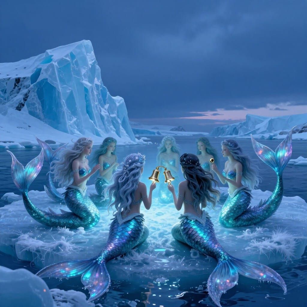 Mystical Mermaids in Arctic Twilight