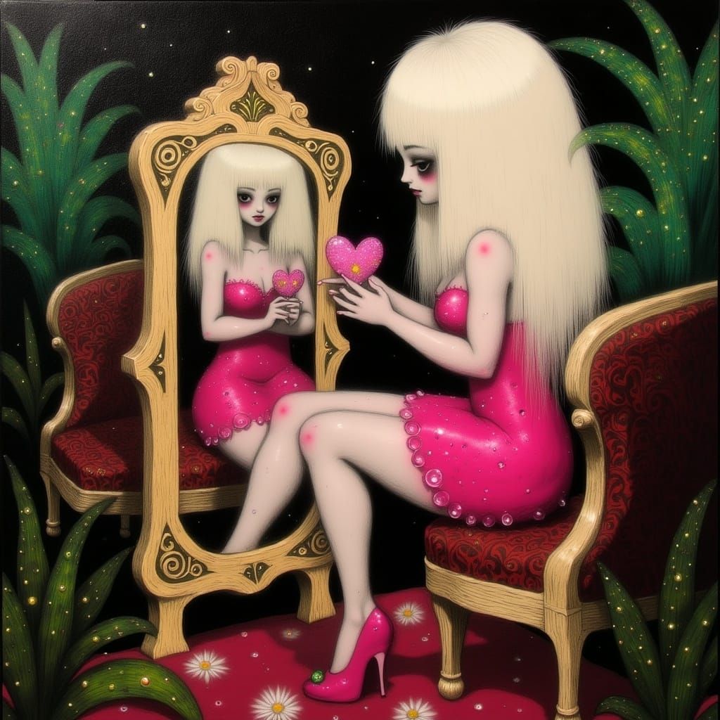 Glamorous Barbie-Inspired Portrait in Art Deco Style