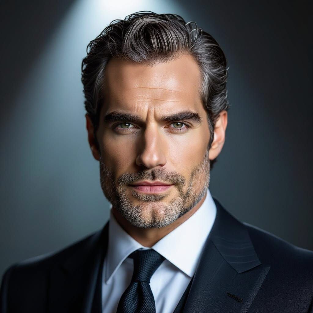 Henry Cavill as a Charismatic Silver Fox