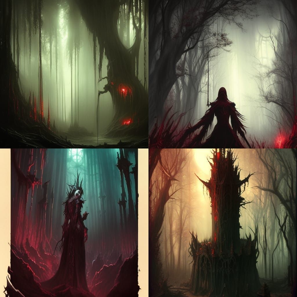 High Gothic Sith in a Haunted Blood Red Forest