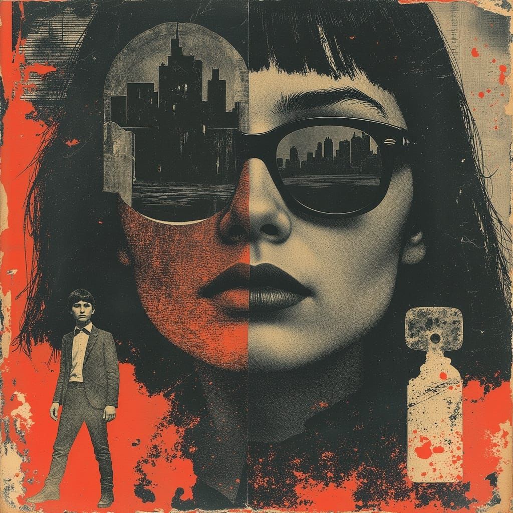 Surreal Face Reflecting a Futuristic Cityscape