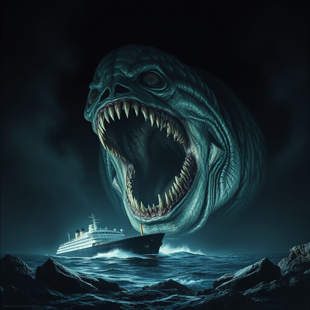 Colossal Cthulhu Creature Attacks Sinking Cruise Ship