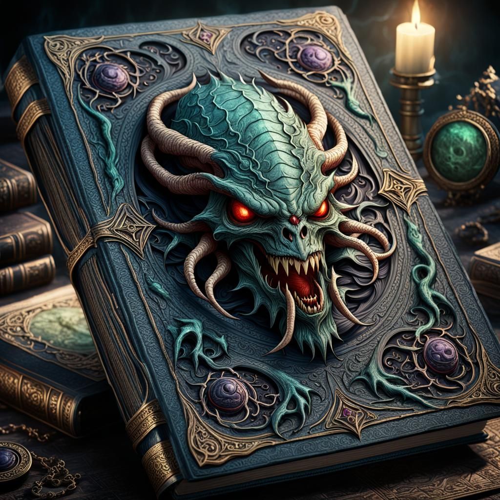 Demonic Eldritch Monster Grimoire in Detailed Matte Painting
