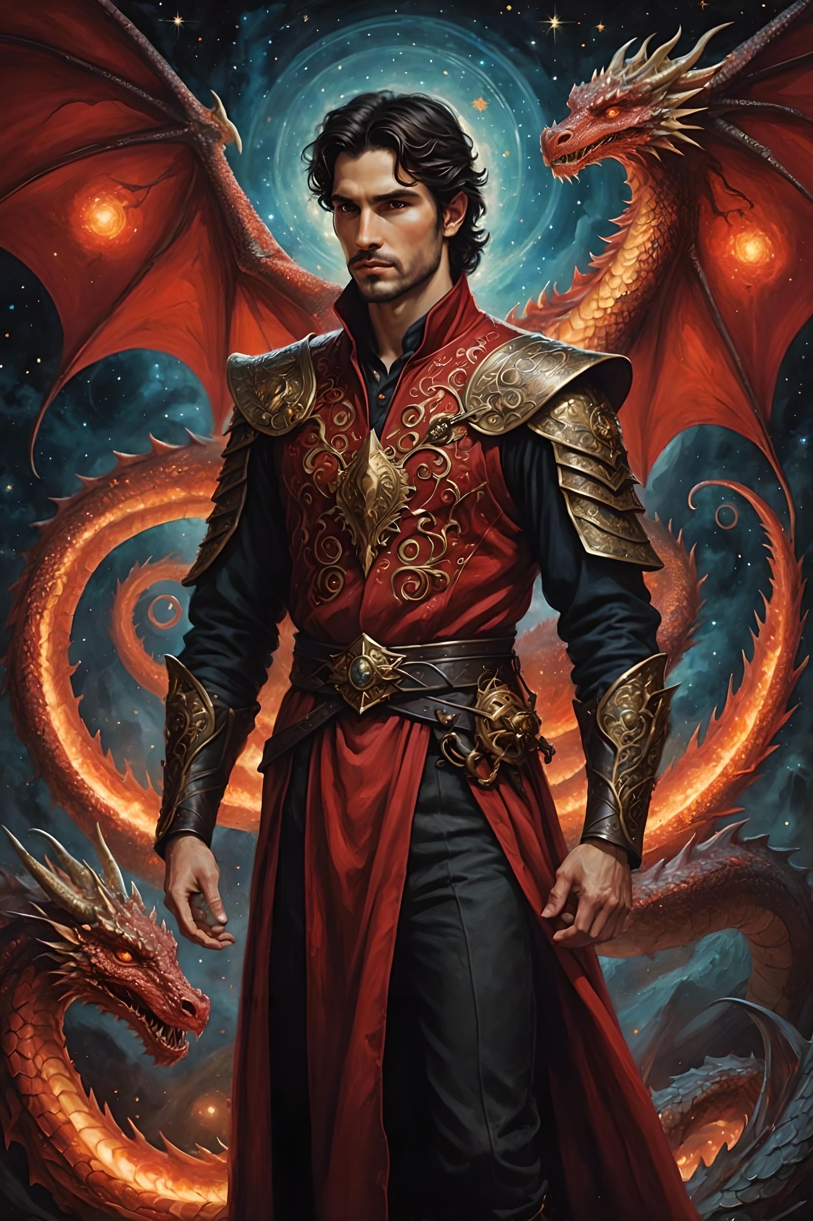 God with Bioluminescent Dragon in Renaissance Style