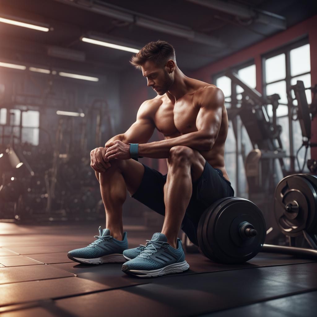 Shirtless Man at the Gym: Fantasy Concept Art