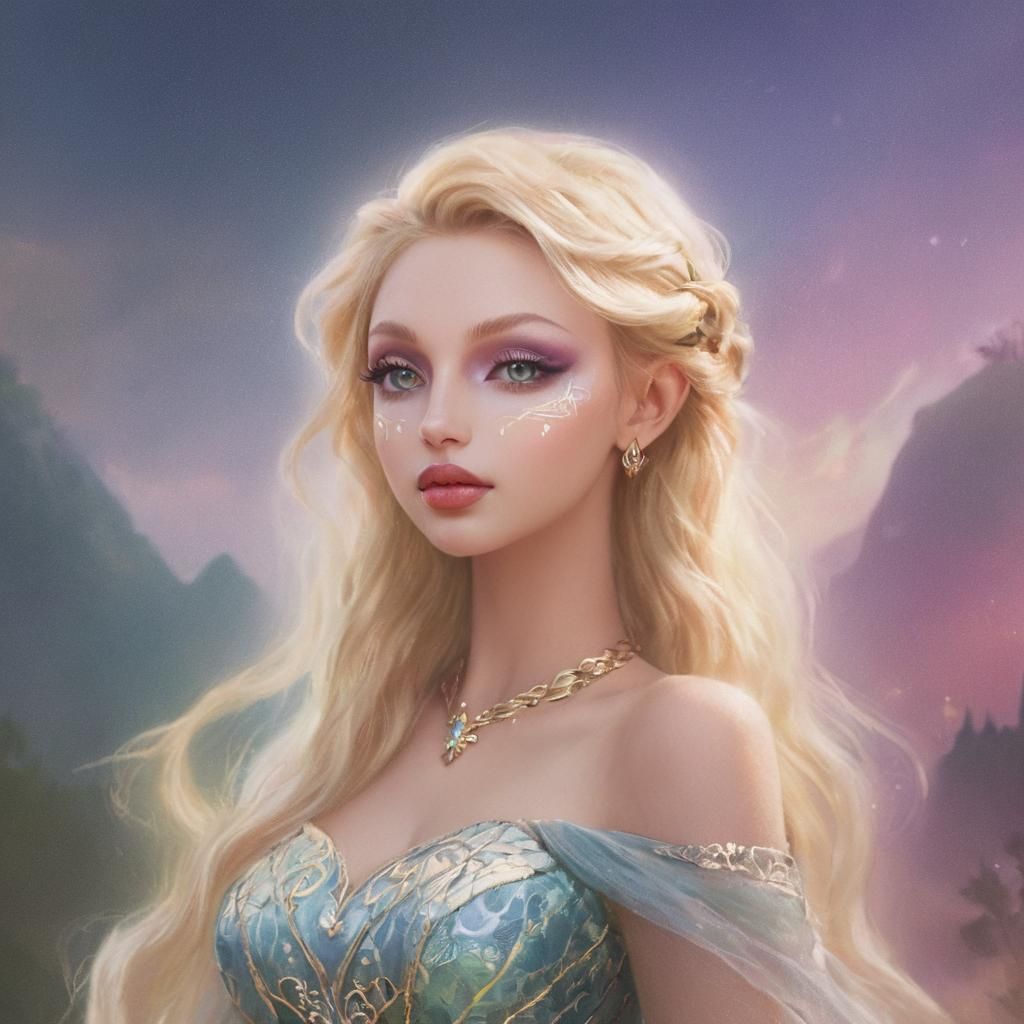 Enchanting Elf Bombshell in Ethereal Gown