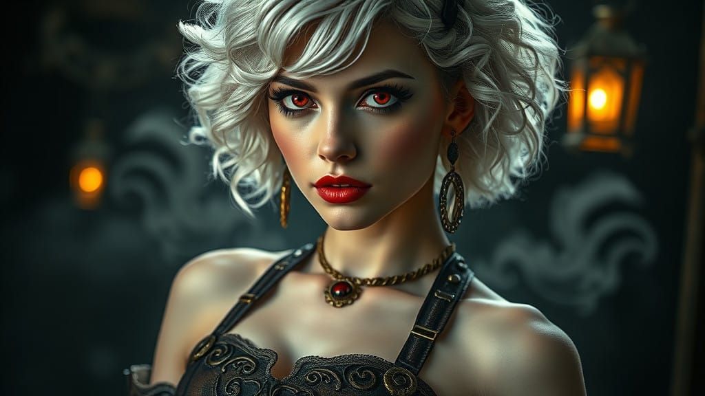 Steampunk Siren with Radiant Glow and Intricate Details