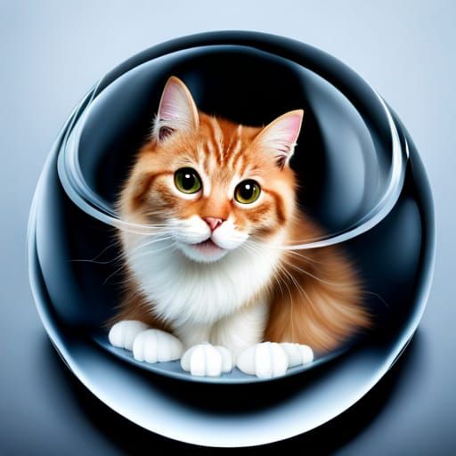 Worried Cat Trapped in Crystal Sphere