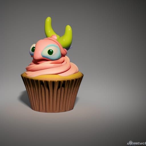 Cute Dragon Eats Cupcake: Pixar-style 3D Render