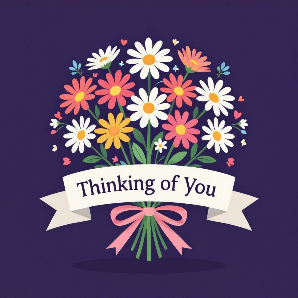 Thinking of You Daisies Bouquet with Ribbon Banner