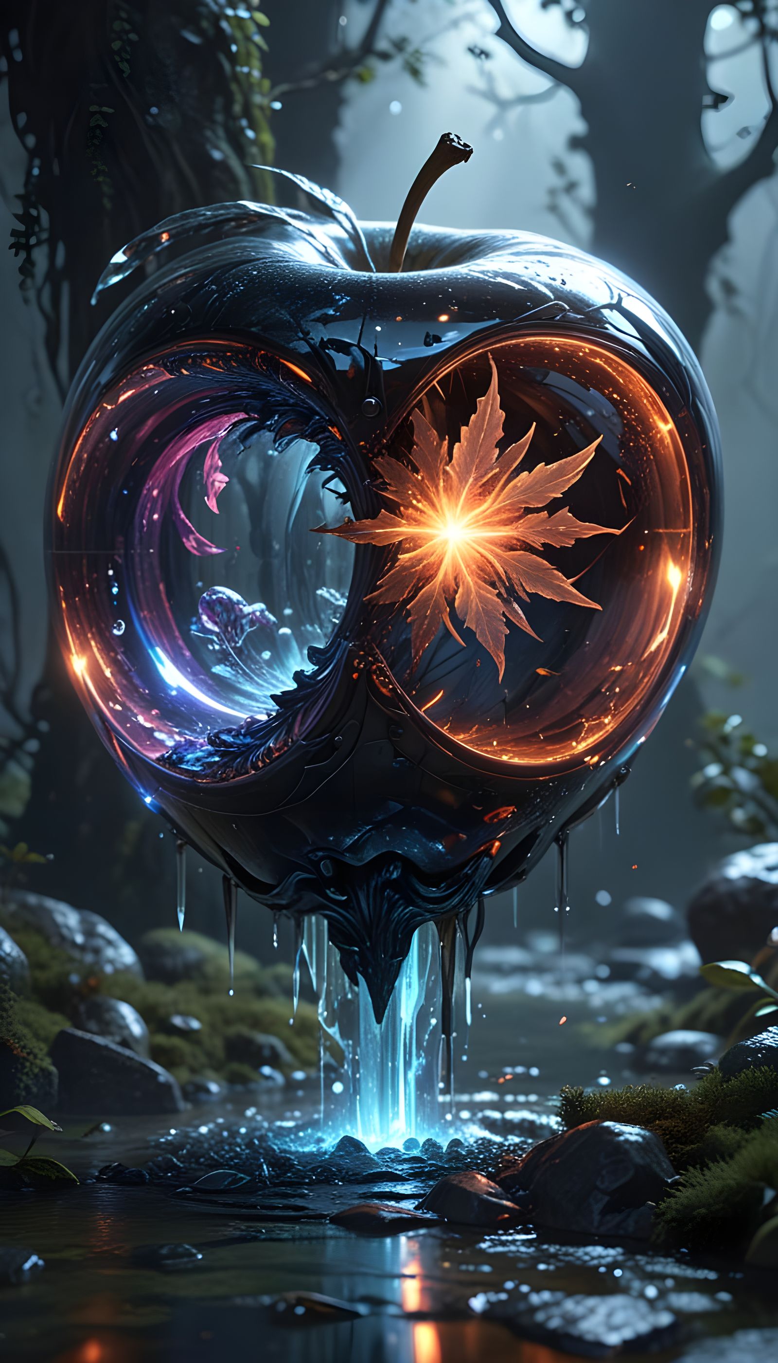 Ethereal Apple in a Dark Crystal Kingdom