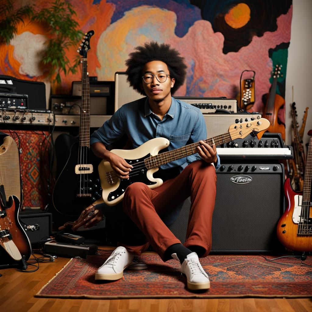 Musician Portrait in Studio with Bokeh Lighting