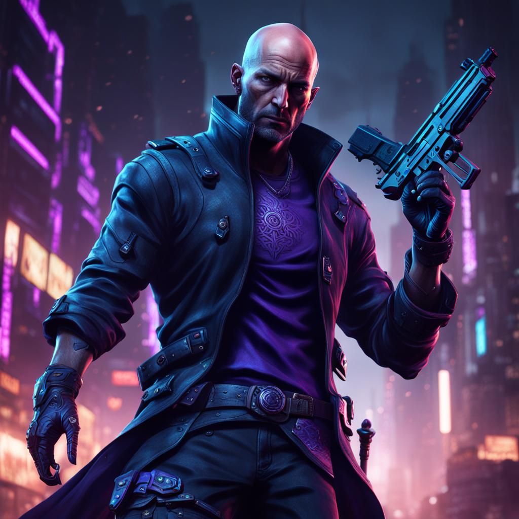 Cyberpunk Assassin in Grimdark Style with Intricate Details
