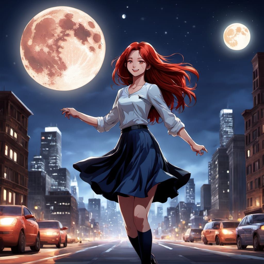 Mary Jane Watson Dancing in Moonlight - Realistic Anime Styl...