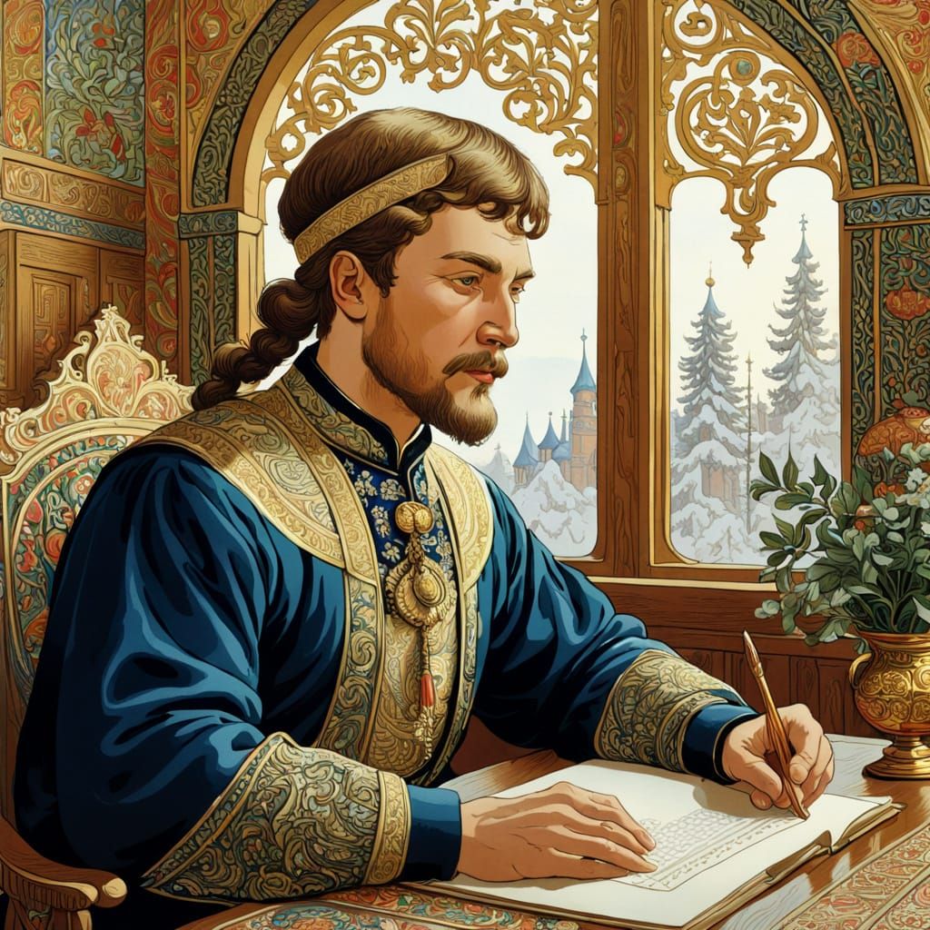 Slavic Masterpiece in Traditional Illustration Style