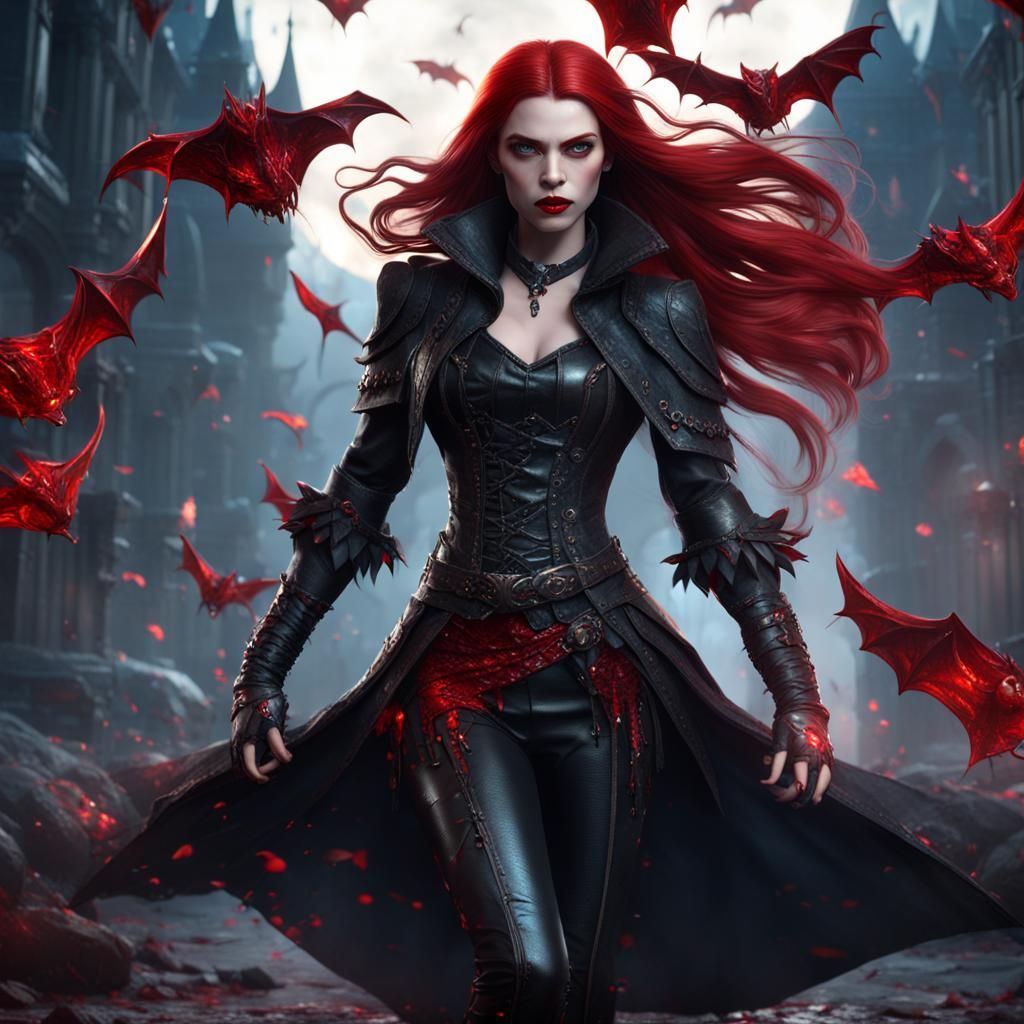 Vampire Princess in Battle: Detailed Fantasy Art