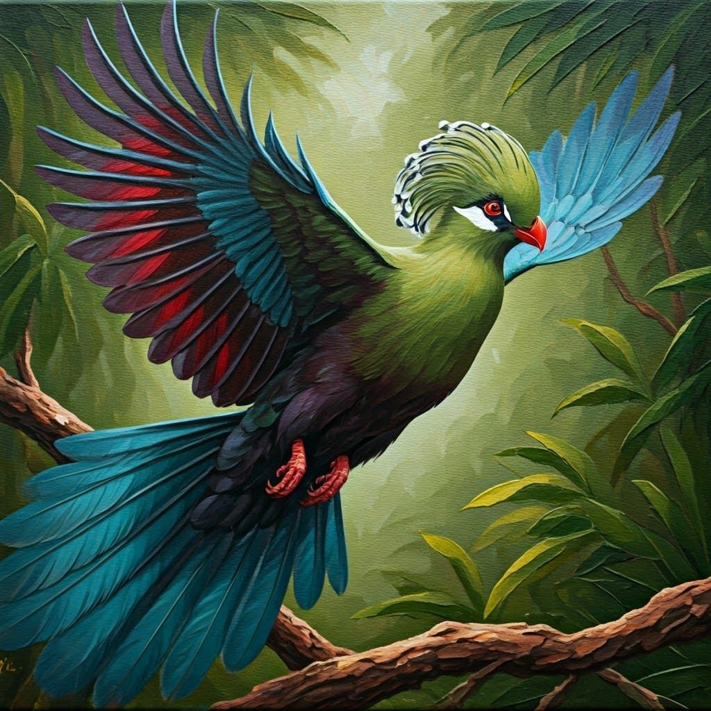 Vibrant Knysna Loerie in Impasto Acrylic Style