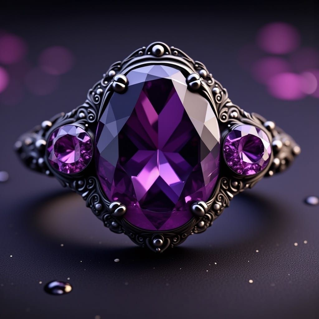 Luxurious Black Gold Jewelry with Alexandrite and Diamonds i...