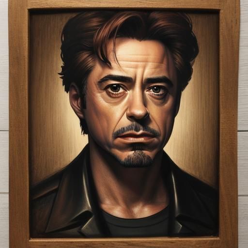 Robert Downey Jr Portrait Carved From Wood