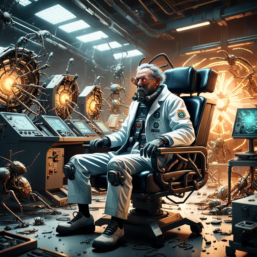 Mechanical Insects Overrun Lab: Sci-Fi Concept Art