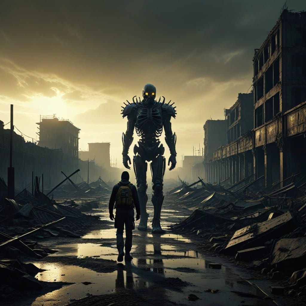 Surreal Dystopian Wasteland in Dark, Moody Grit