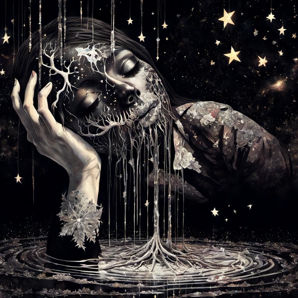 Surreal Horror Collage with Entangled Roots