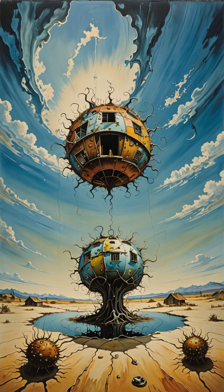 Surreal Landscape with Elastic Flora in Vivid Colors