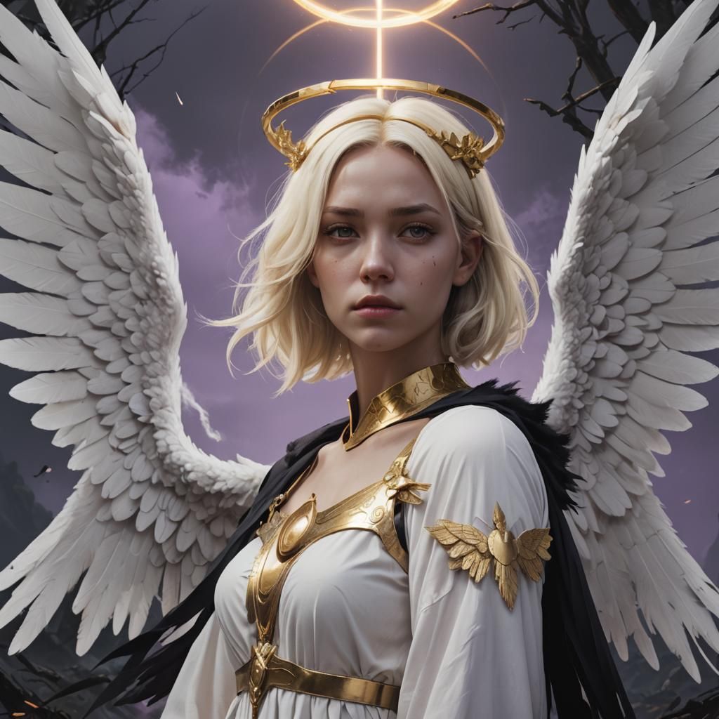 Divine Halo: Split-Screen Angelic Beauty in Elegant Fantasy...