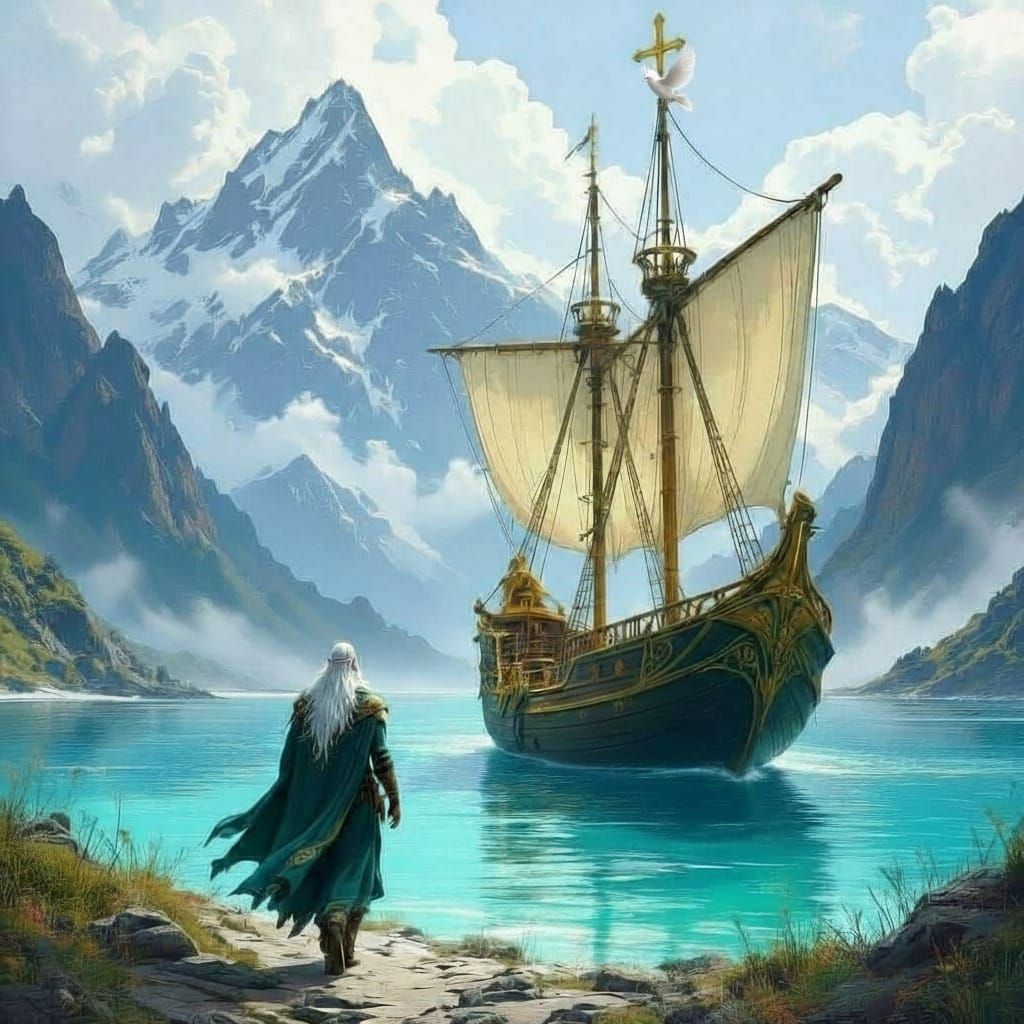 Ethereal Elf King Voyage in Digital Painting Style