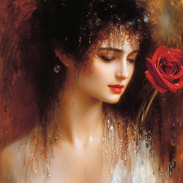 Romantic Portrait of Woman with Rose