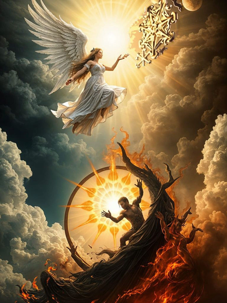 Angelic Rescuer Soars Above Hellish Depths