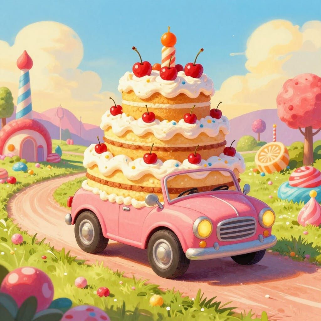 Whimsical Cake Car in Candy Land