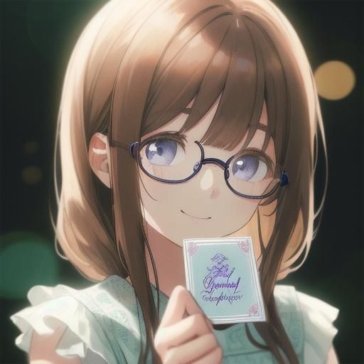 Girl with Birthday Card Portrait in Pastel Colors