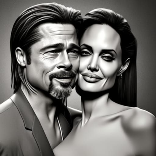 Brad Pitt hugging Angelina Jolie