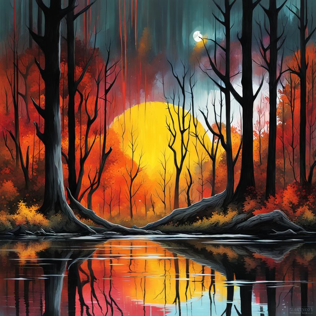 Autumn Forest Giant in Graffiti Art Style