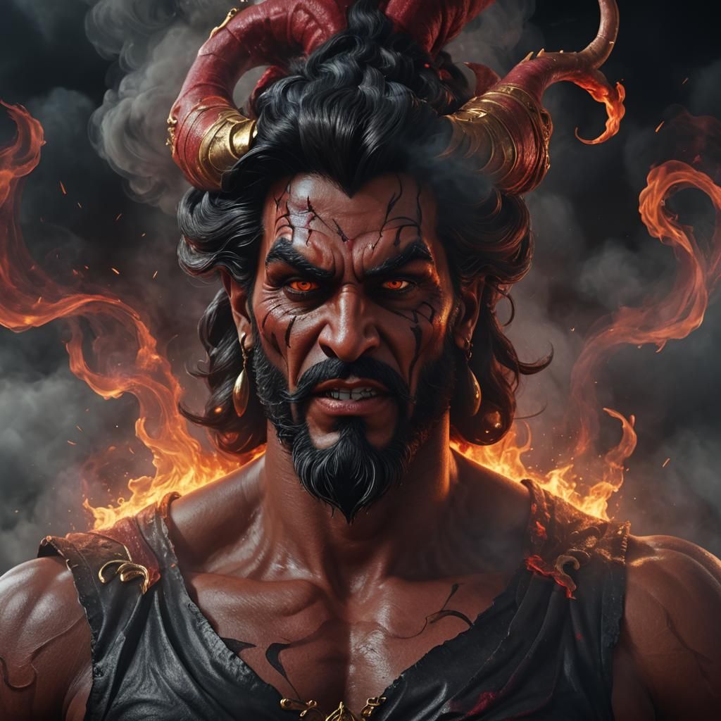 Majestic Evil Genie Emerges from Darkness