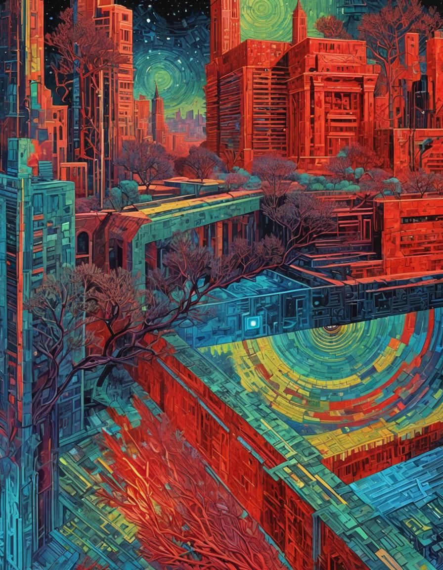 Surreal Metropolis Reborn in Ancient Post-Apocalyptic Ruins,...