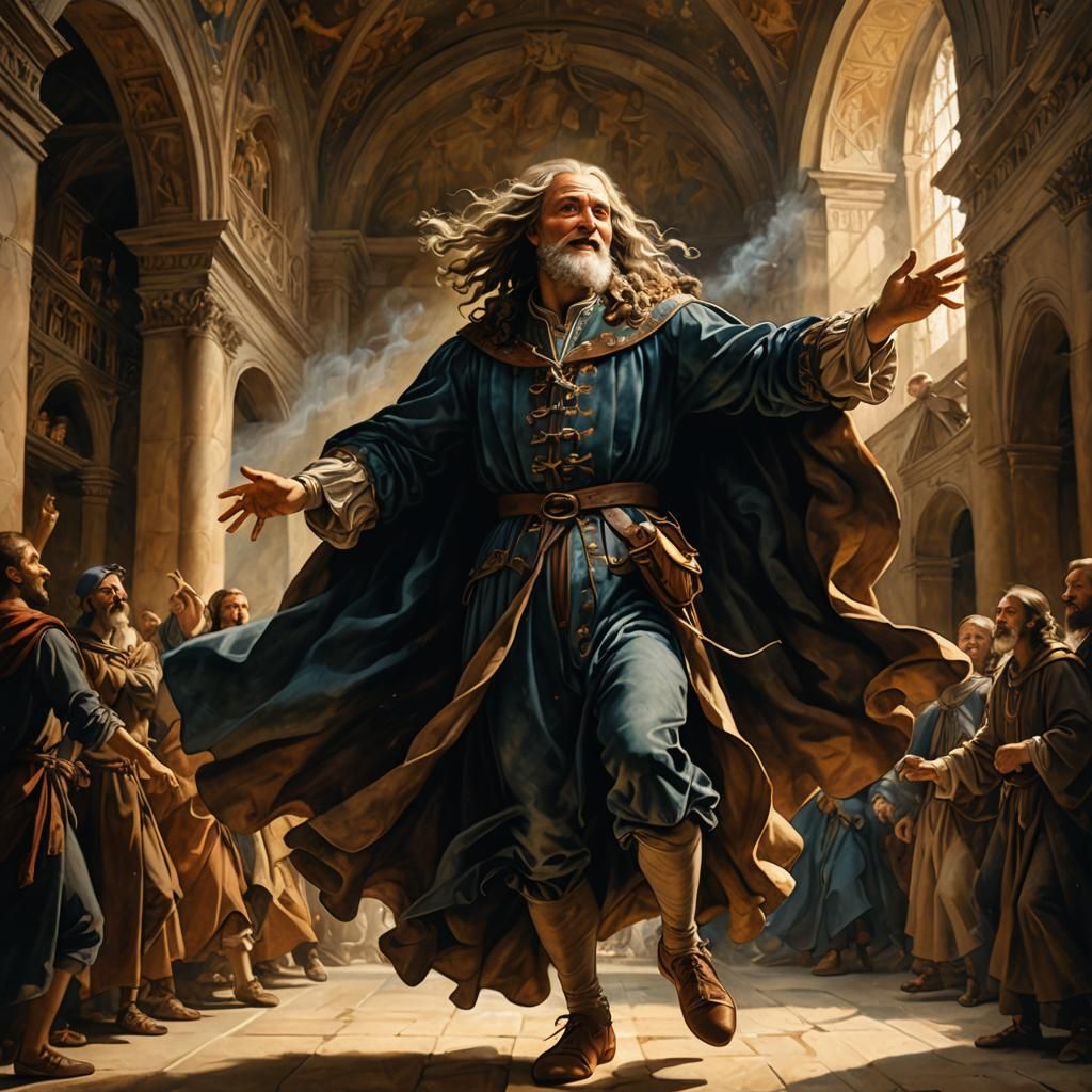 Renaissance Leonardo Da Vinci Dances with Joy