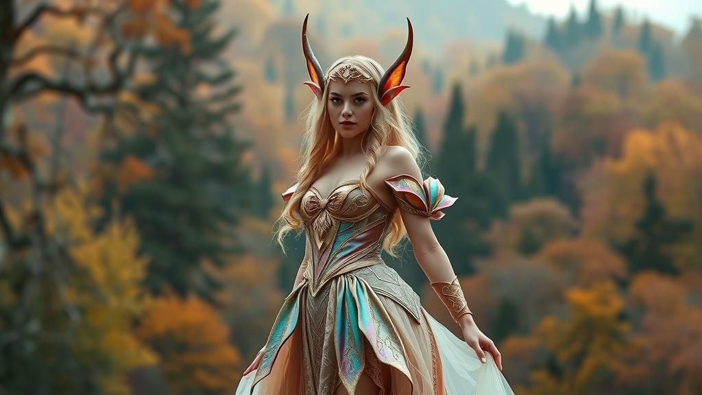 Elven Princess in Autumn Forest Setting