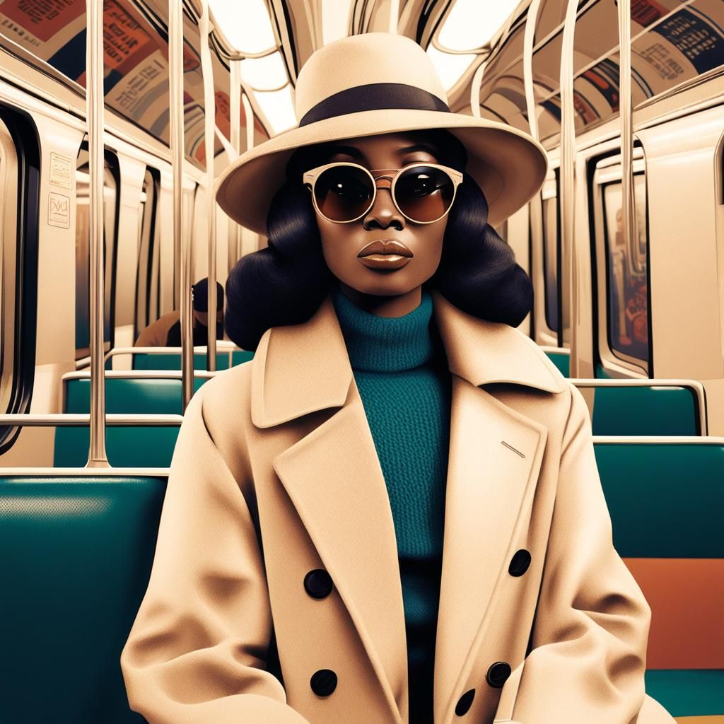 Vintage Subway Portrait of Woman in Retro Style