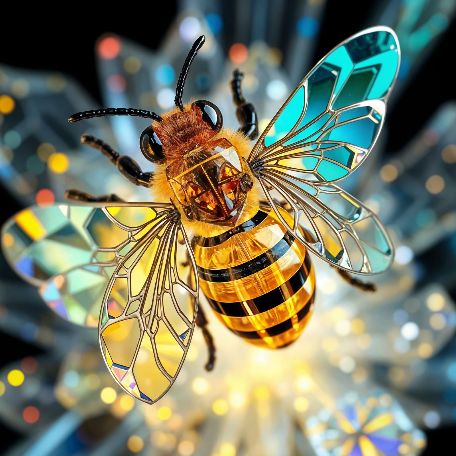 Crystal Glass Bee in Iridescent Flight