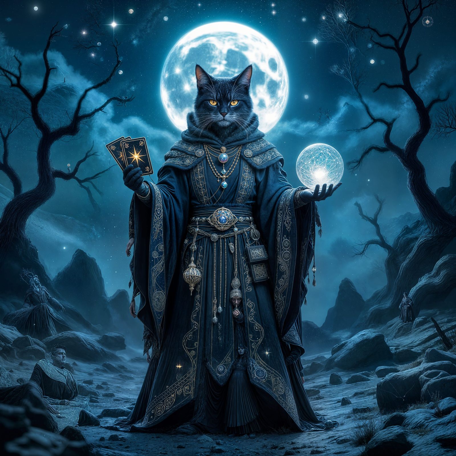 Mysterious Spirit Cat Man with Cosmic Power